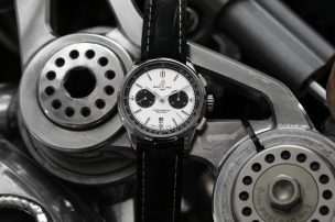Premier B01 Chronograph 42 with silver dial and black alligator leather strap