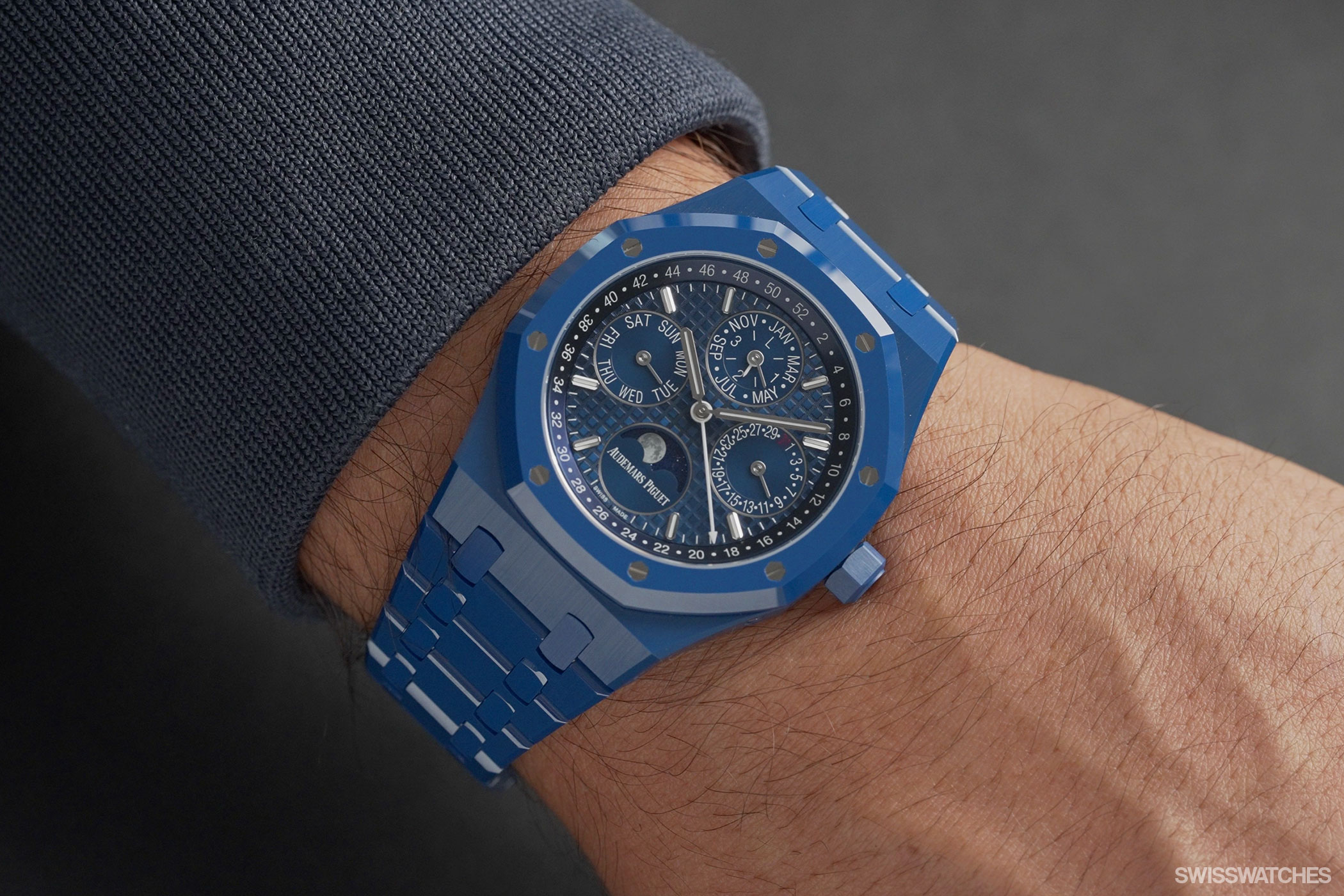 Audemars-Piguet-Royal-Oak-Perpetual-Blue-Ceramic-26579CS-Wristshot