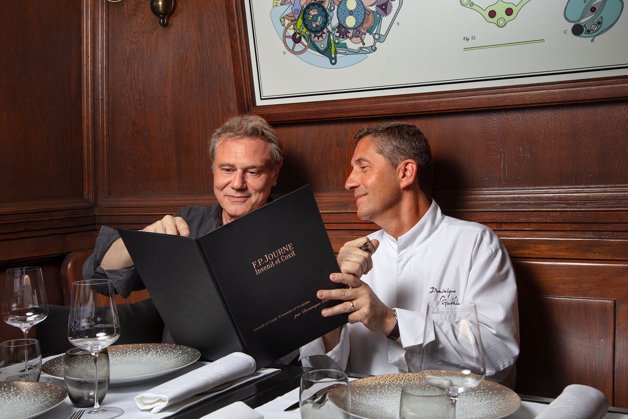 François-Paul Journe and Dominique Gauthier at the restaurant
