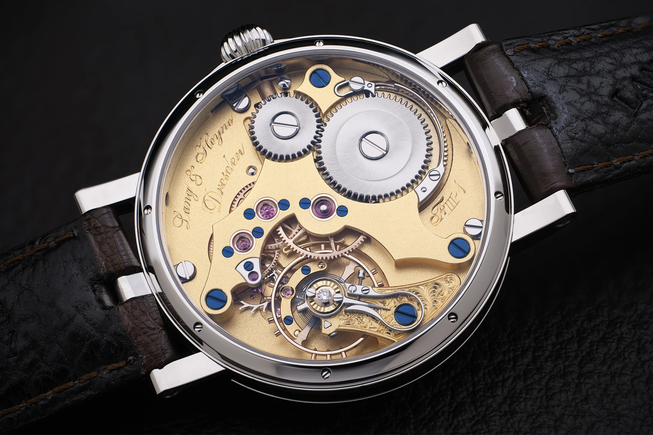 Das Uhrwerk des Kalibers VI von Lang & Heyne.