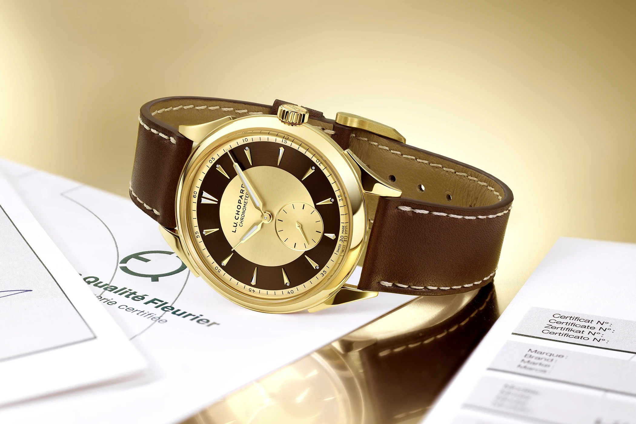 Die Chopard L.U.C Qualité Fleurier 20th Anniversary Edition, Referenz 161992-0001, mit Zertifikat.