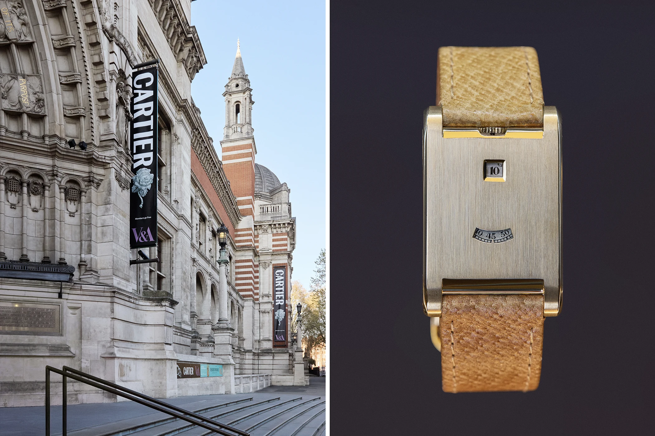 Die Außenansicht der Victoria and Albert Museum London Cartier-Ausstellung