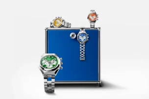 Vier Defy Chronograph USM Uhren von Zenith auf einem USM Möbelstück