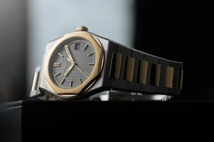 Die Girard-Perregaux Laureato Fifty Ref. 81008-63-3412-1CM von der Seite.