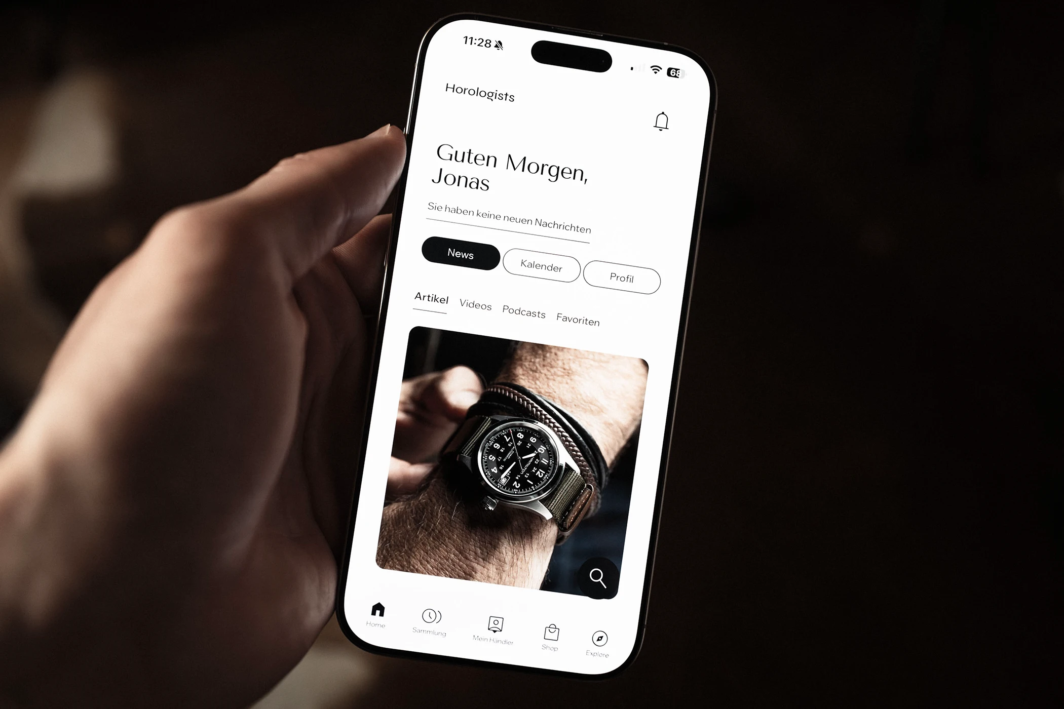 Der Home-Feed der Horologists App.