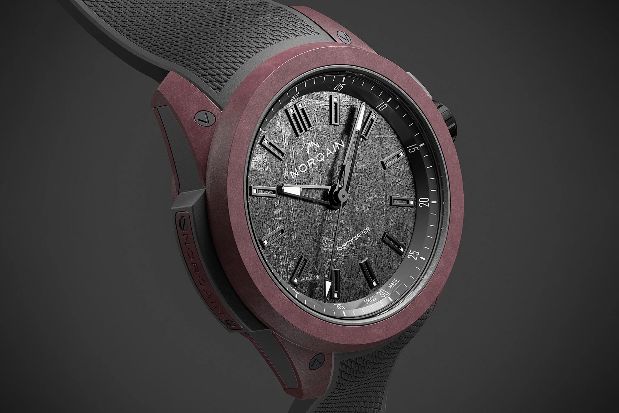 Das Zifferblatt der Norqain Wild One Meteorite Ref. N3000 21Q47 M02.