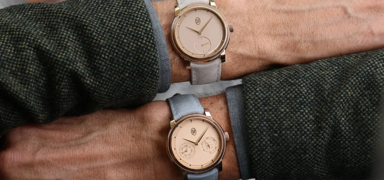 Parmigiani Toric Petite Seconde und Quantième Perpétuel in Roségold am Handgelenk
