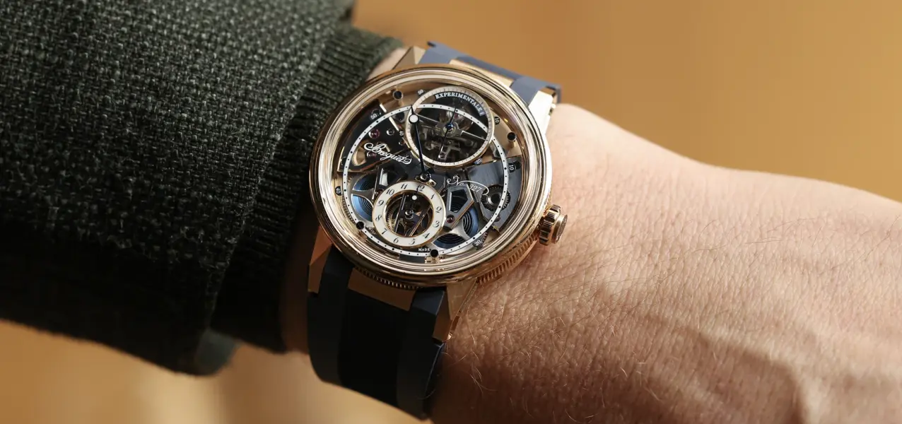 Die Breguet Experimentale 1 Ref. E001BH S9 5ZV am Handgelenk.
