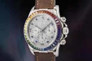 Die teuersten Rolex Armbanduhren: die Cosmograph Daytona Ref. 16599SAAEC Rainbow Zenith Daytona