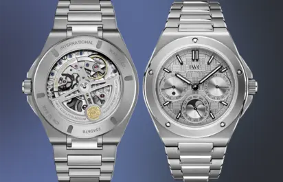 Die IWC Ingenieur IW344904 ist in der Vorder- und Rückansicht zu sehen.