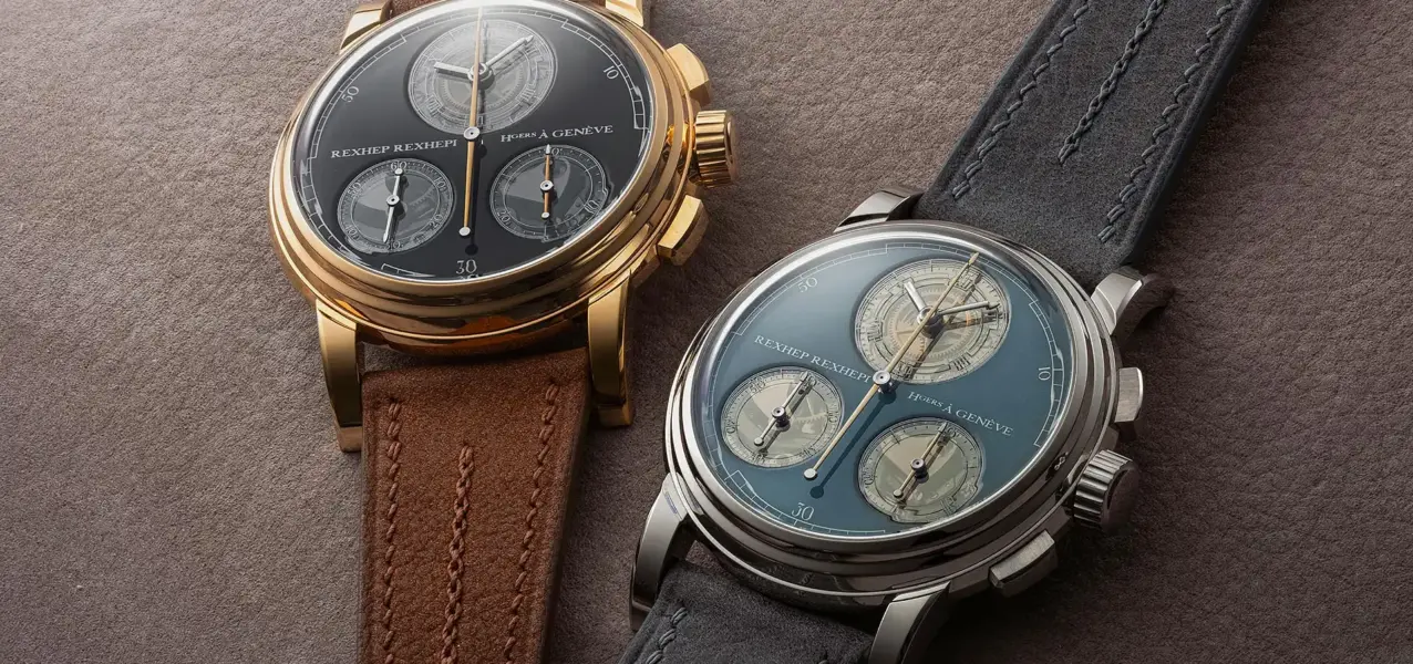 Rexhep Rexhepi RRCHF Flyback-Chronograph mit Grand-Feu-Emailzifferblatt in Platin und Roségold