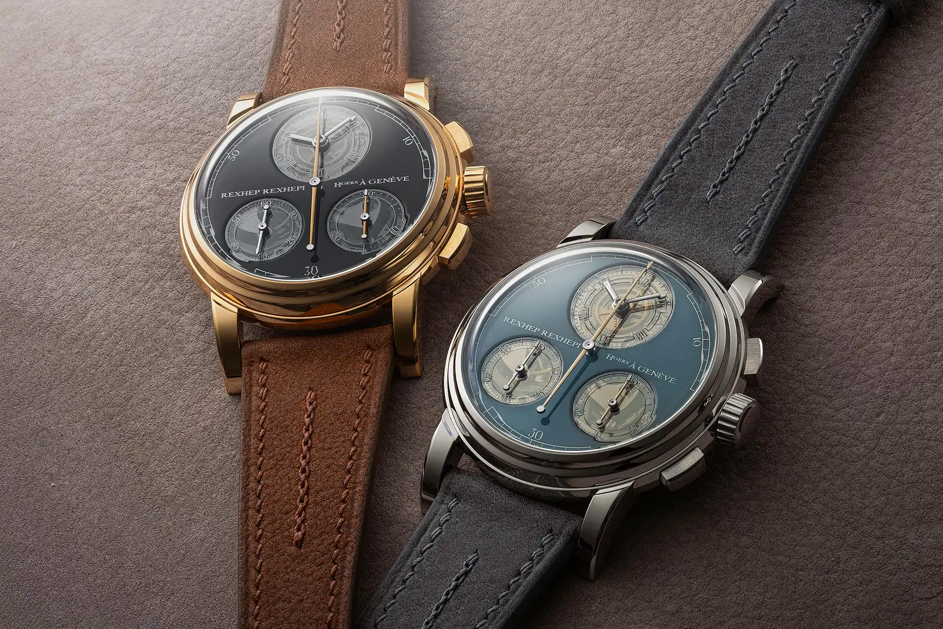 Rexhep Rexhepi RRCHF Flyback-Chronograph mit Grand-Feu-Emailzifferblatt in Platin und Roségold