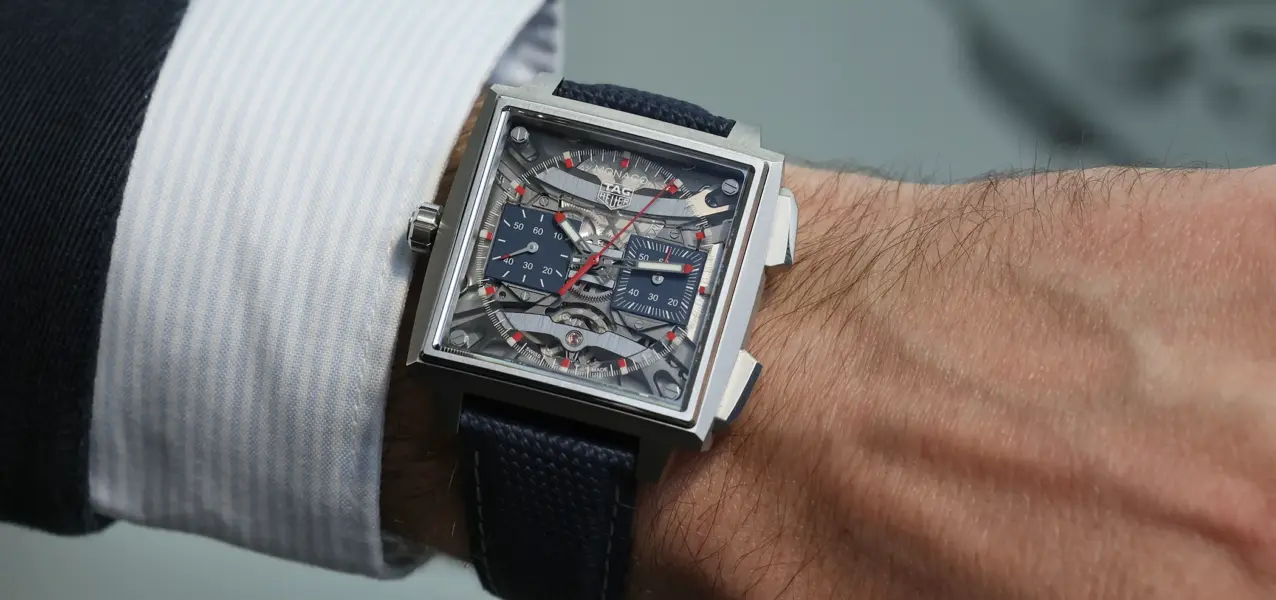 Die TAG Heuer Monaco Evergraph 40mm Ref. CEW5181.FT8123 am Handgelenk.