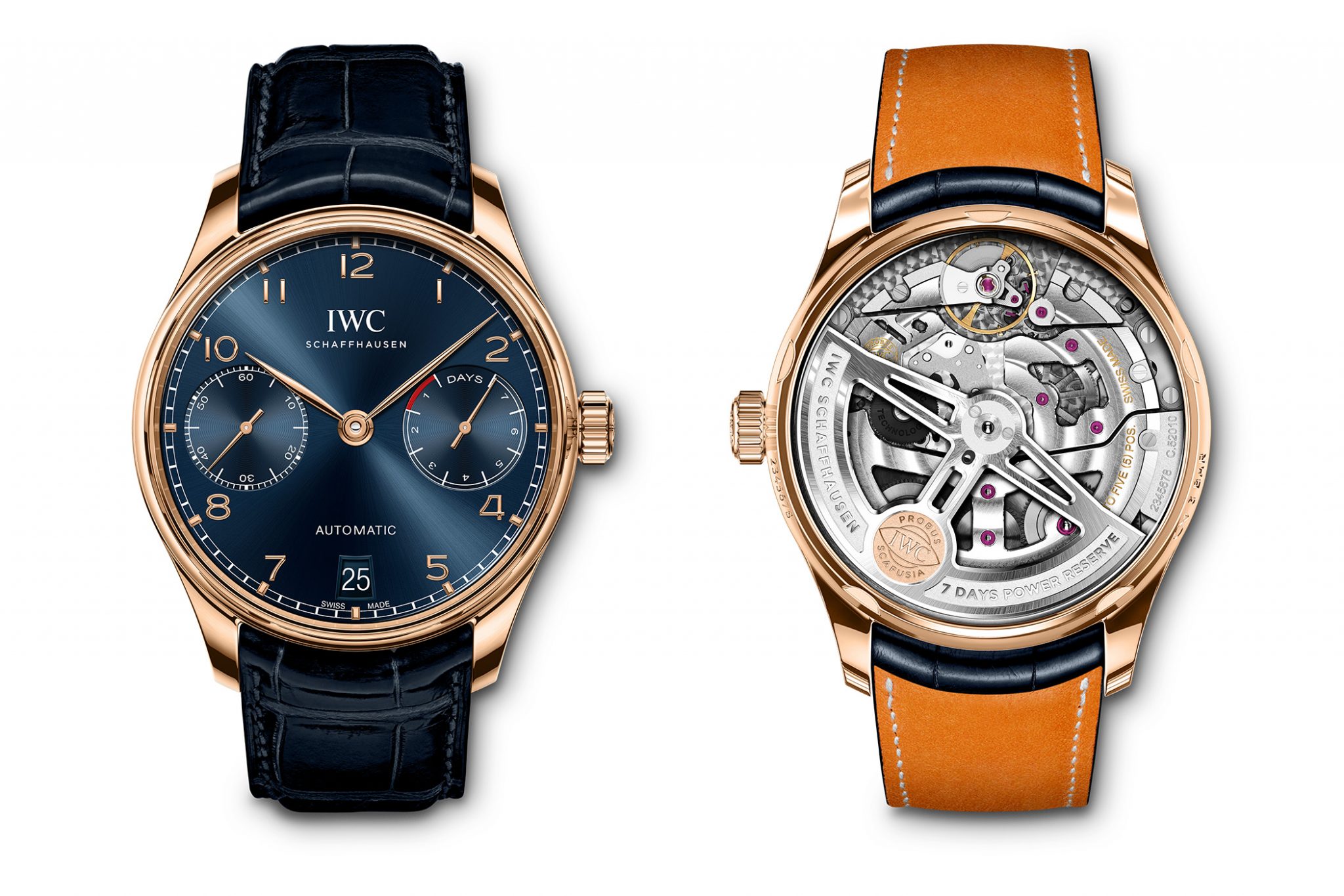 IWC Portugieser automatic IW500713 Boutique Edition watches and wonders 2020 novelty blue dial front back santoni