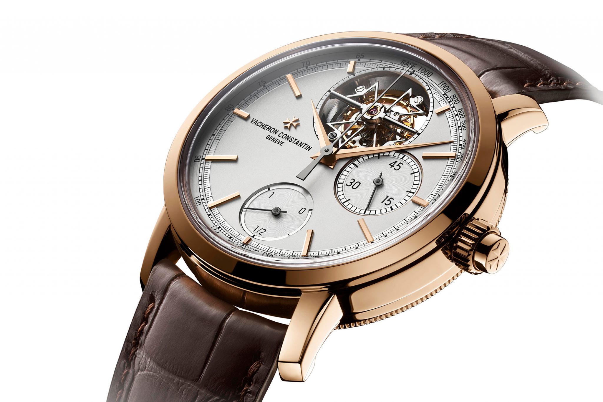 Vacheron Constantin Traditionelle Tourbillon Chronograph Uhr 5100S 000R B623 Watches and Wonders 2020 novelty front dial sideview crown