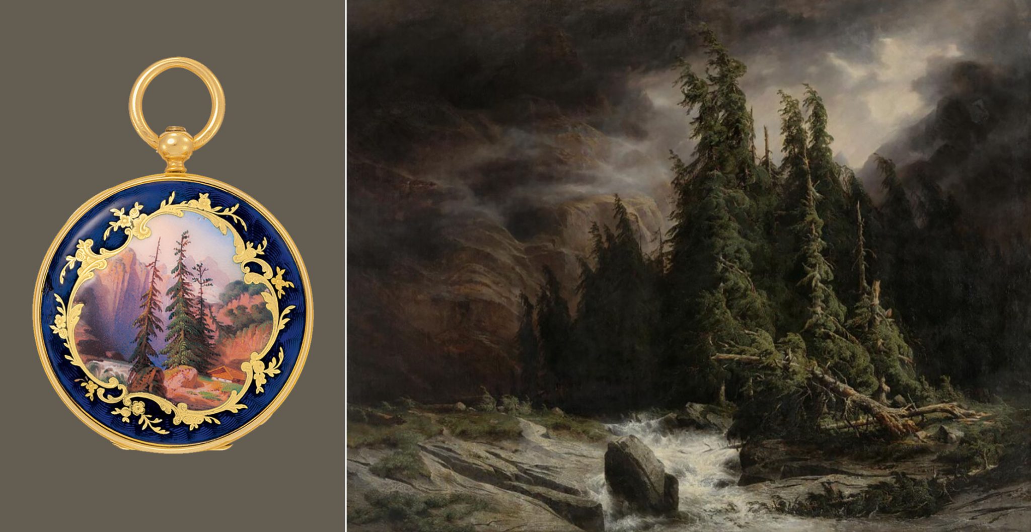 Patek-Philippe-von-1852-Kaliber-13-No-6338-mit-einer-Emailmalerei-einer-Berglandschaft-nach-Alexandre-Calame