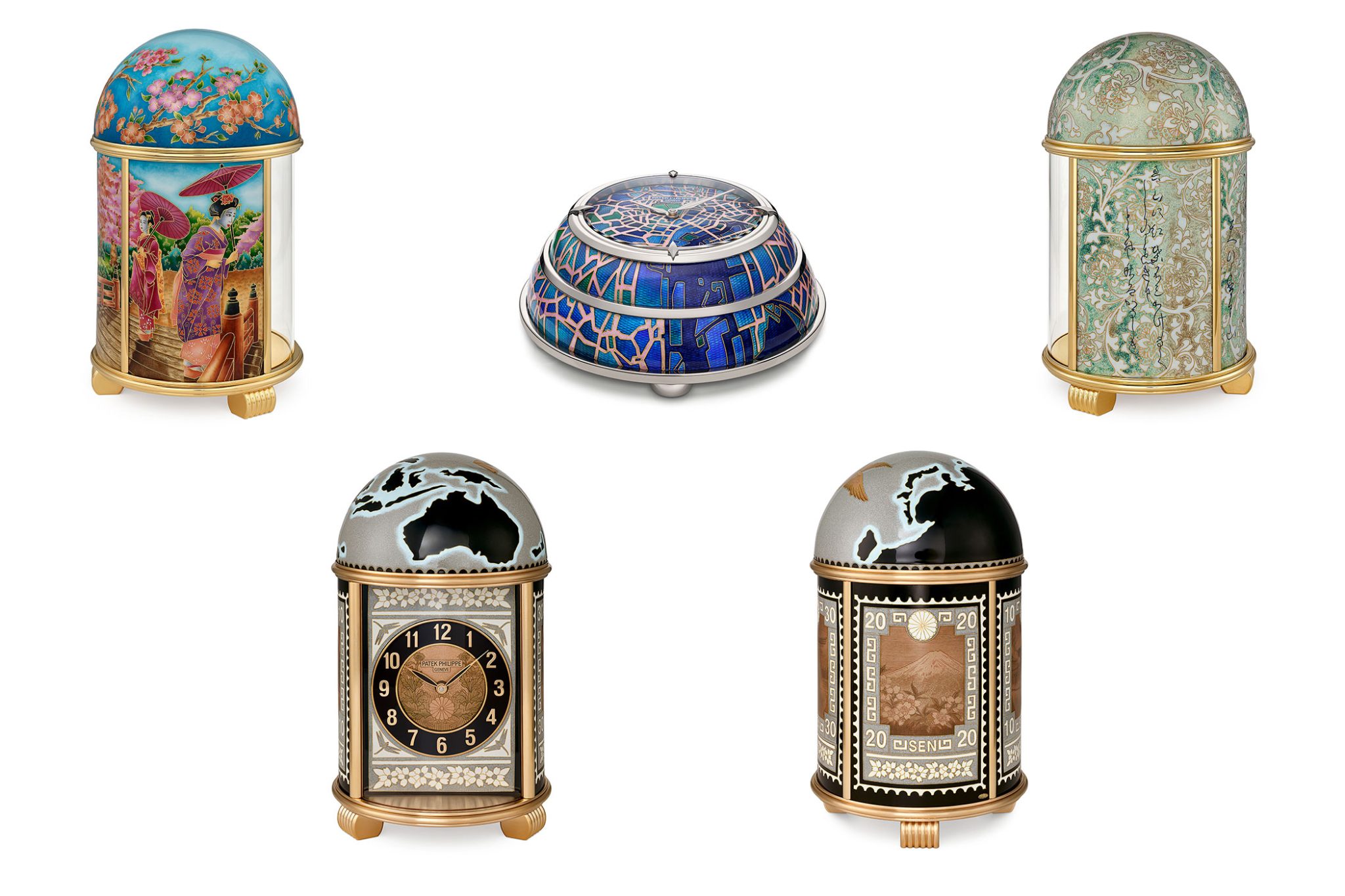 Patek-Philippe-Rare-Handcrafts-Tisch-und-Kuppel-Uhren-Kollage