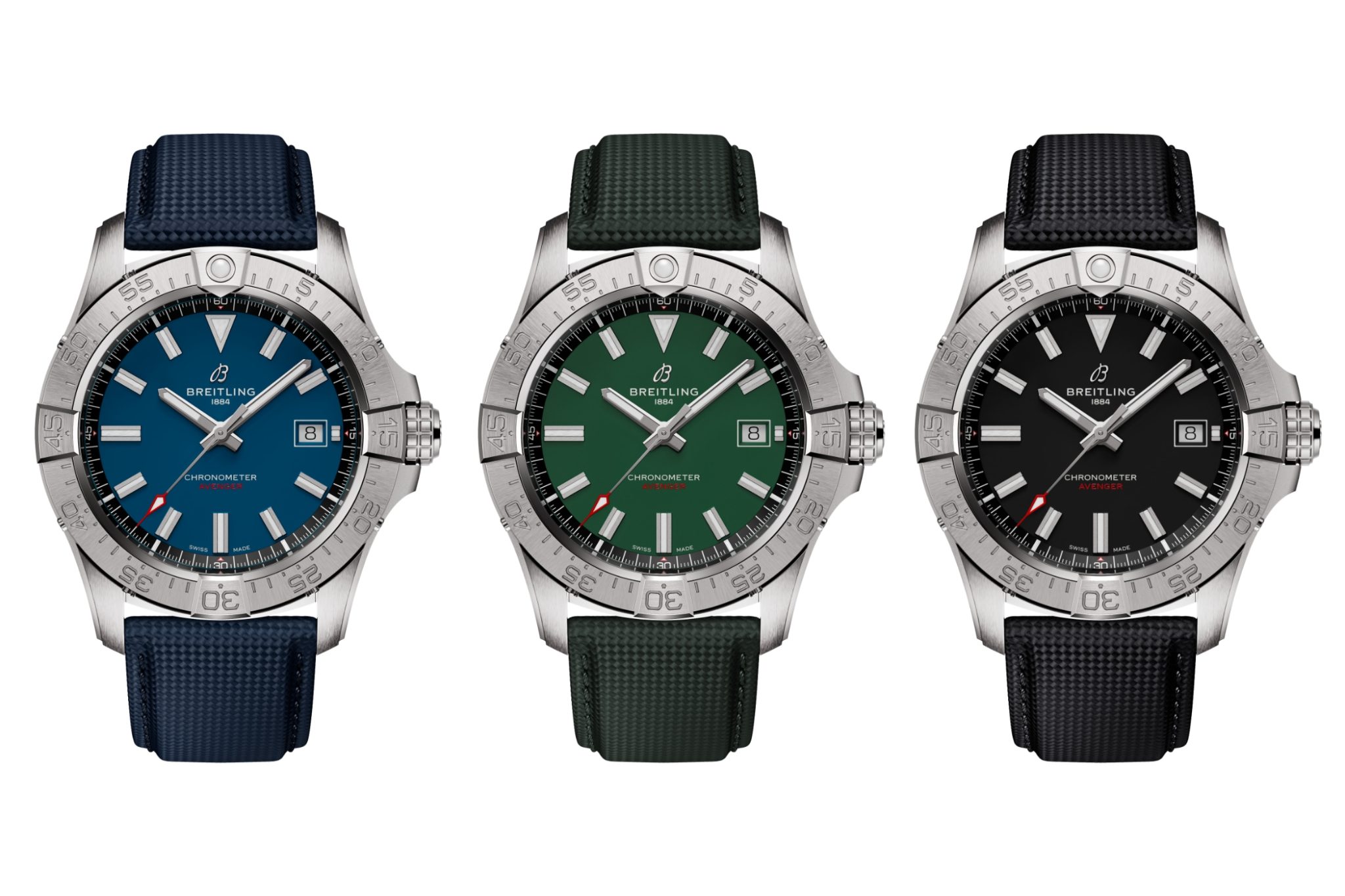 Breitling-Avenger-Automatic-Blue-Green-Black-Side-By-Side