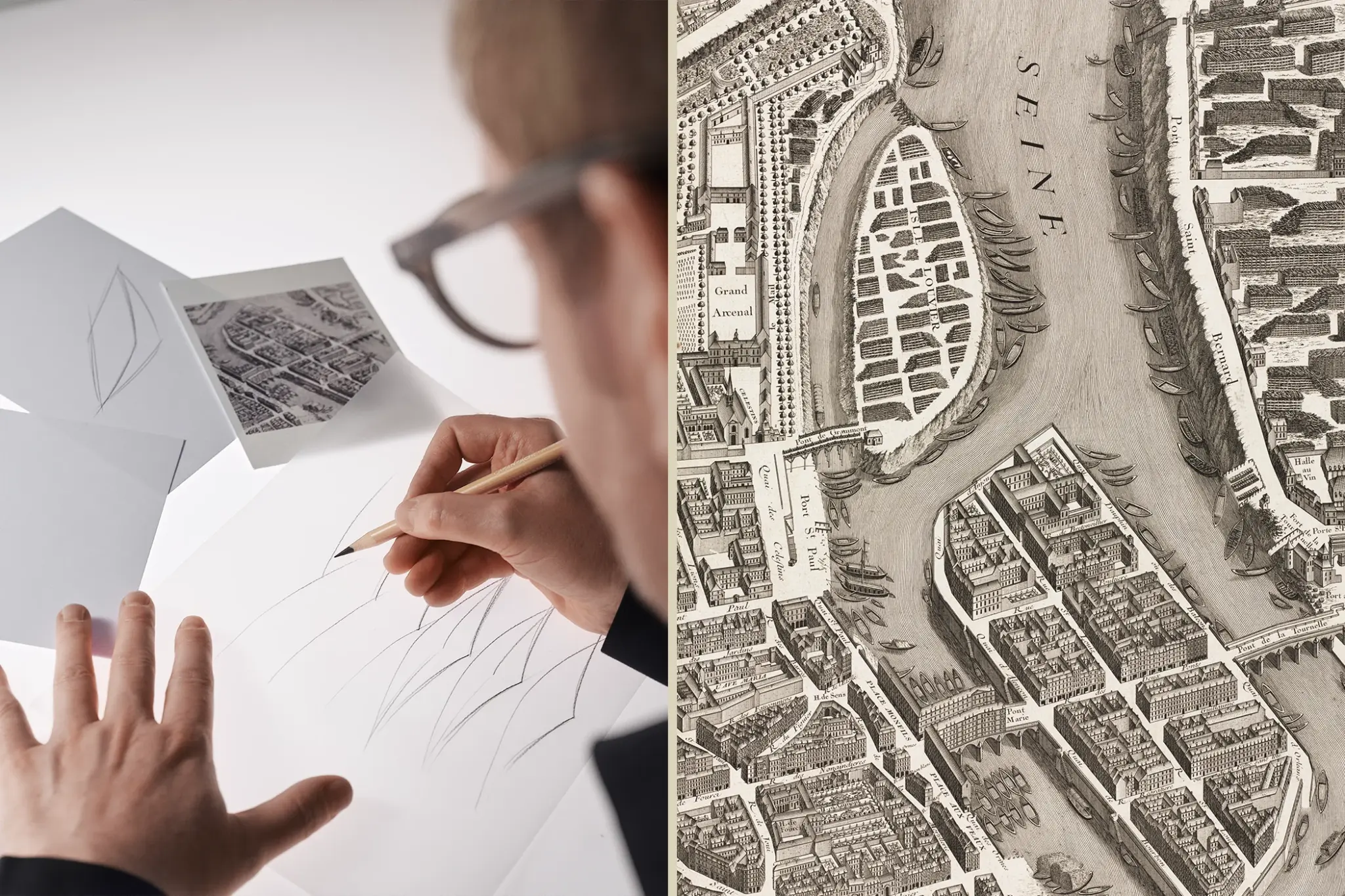 Die Turgot-Karte von Paris diente als Vorlage für das Breguet Quai de l’Horloge-Muster