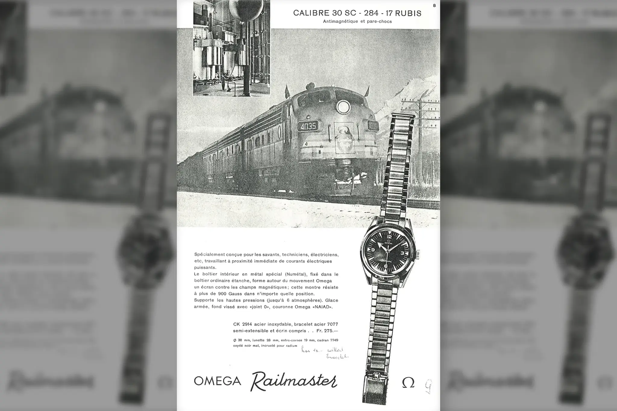 Ein Werbeplakat der Omega Railmaster